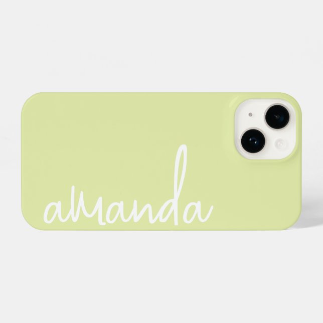 COQUE iPhone STYLISH MODERN ELEGANT CUSTOMIZED NAME LIME YELLOW (Verso Horizontal)