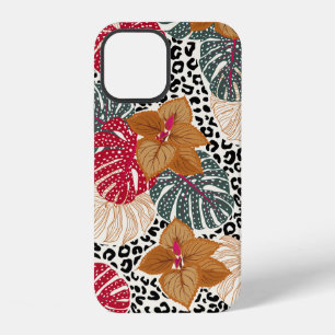 Coque iPhone 12 Stylo belle forêt tropicale imprimé sur léopard