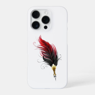 Coque iPhone 16 Pro Stylo rouge en plumes avec nib or