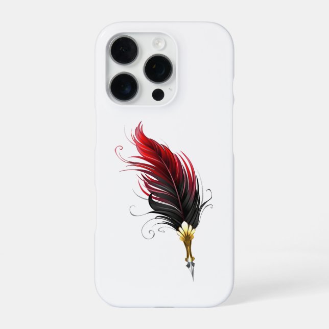 Coque iPhone Stylo rouge en plumes avec nib or (Verso)