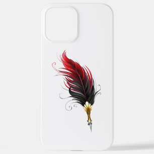 Coque iPhone 12 Pro Max Stylo rouge en plumes avec nib or