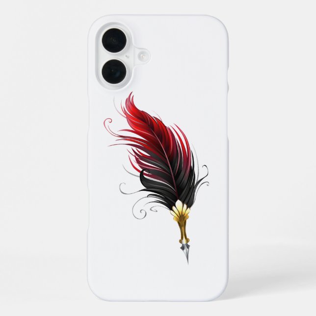 Coque iPhone Stylo rouge en plumes avec nib or (Verso)