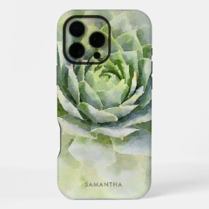 Coque iPhone 16 Pro Max Succulent Aquarelle Personnalisé