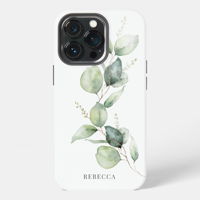 Coque iPhone Succulent de verdure de script de eucalyptus flora (Dos)