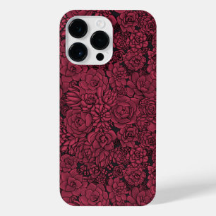 Coque Pour Pour iPhone 14 Pro Max Succulents à Viva Magenta- Couleur de l'année 2023
