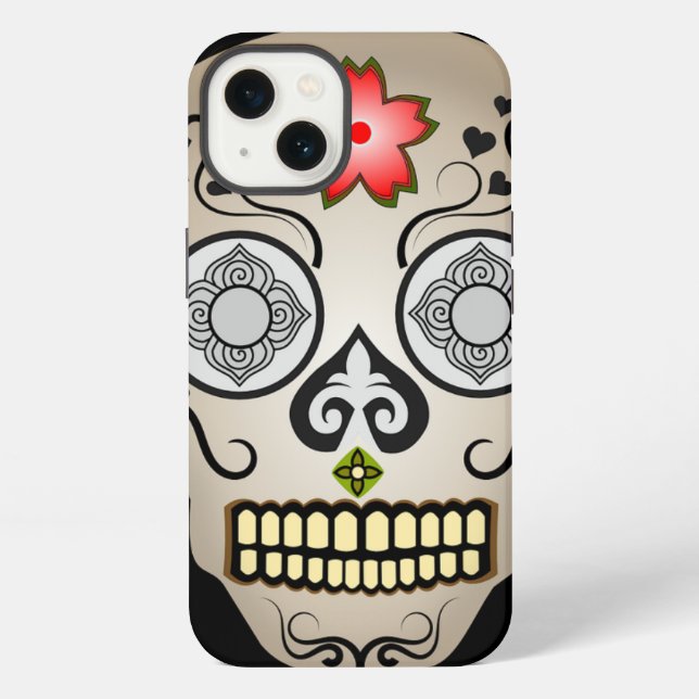 Coque iPhone Sucre Fleur Rouge (Verso)