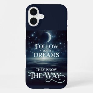 Coque iPhone 16 Plus Suivez vos rêves avec la Terre la Lune et les Étoi