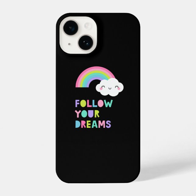 Coque iPhone Suivez vos rêves Cute Rainbow Cloud (Verso)