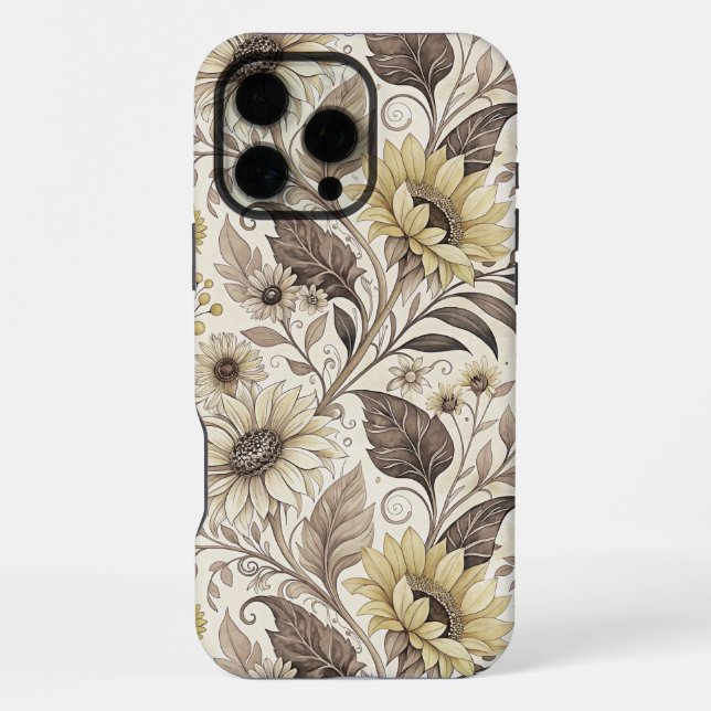Coque iPhone Sunflowers Boho Art Nouveau (Verso)