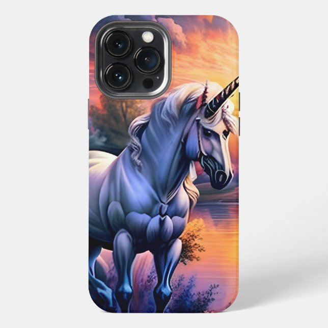 Coque iPhone Sunset Lake River Unicorn Seven (Verso)