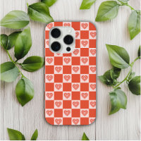 Super Retro Romantique Amour Coeur rouge Checkerbo