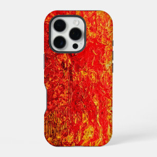 Coque iPhone 16 Pro superbe design abstrait en orange et jaune