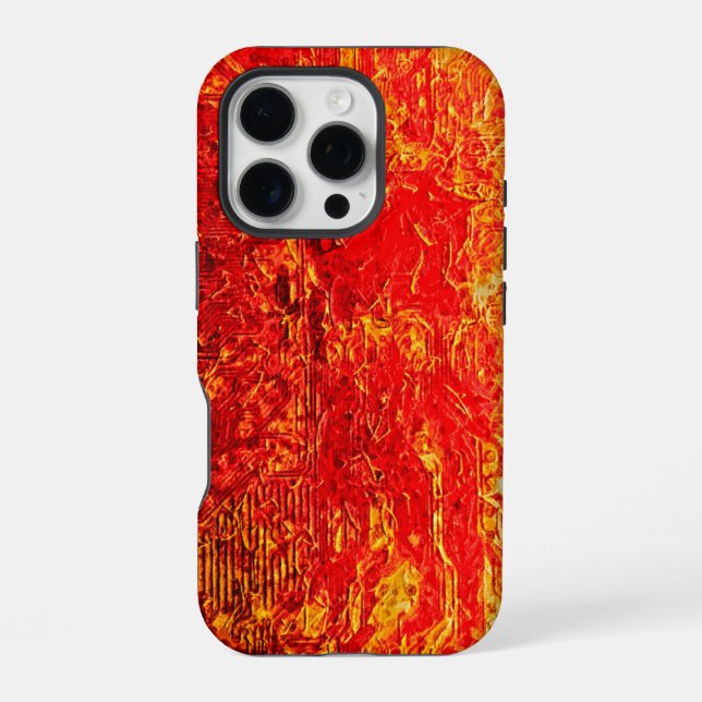 Coque iPhone superbe design abstrait en orange et jaune (Verso)