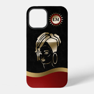 Coque iPhone 12 Superbe étui pour iPhone 12 Reine africaine monogr
