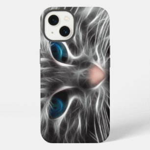 Etui iPhone 13 Superbe visage de chat aux yeux bleus