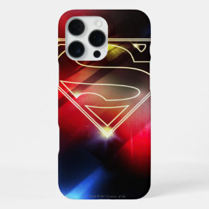 Coque iPhone 16 Pro Max Superman stylisé Logo avec contour jaune brillan