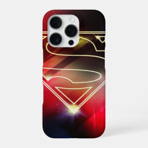 Coque iPhone 16 Pro Superman stylisé Logo brillant avec contour jaun