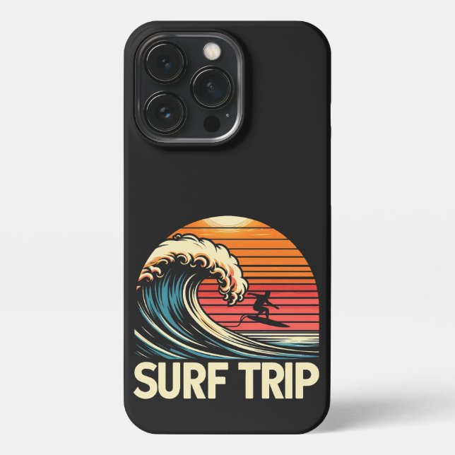 Coque iPhone Surf Trip rétro sunset (Verso)