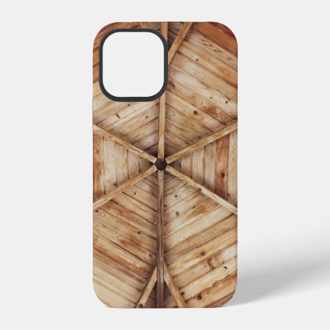 Coque iPhone Surface de plafond en bois marron (Verso)