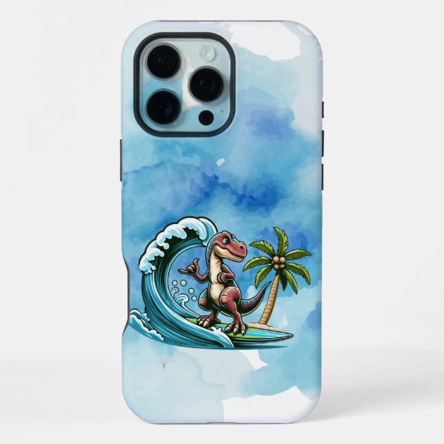 Coque iPhone Surfer dinosaure tropical (Verso)