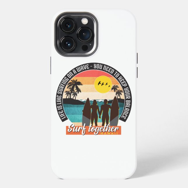 Coque iPhone Surfer ensemble - Gardez votre équilibre  (Verso)