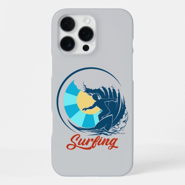 Coque iPhone Surfeur en bleu (Verso)