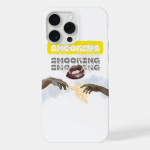 Coque iPhone 15 Pro Max Surreal Smoking Lips and Michelangelo Hands PopArt