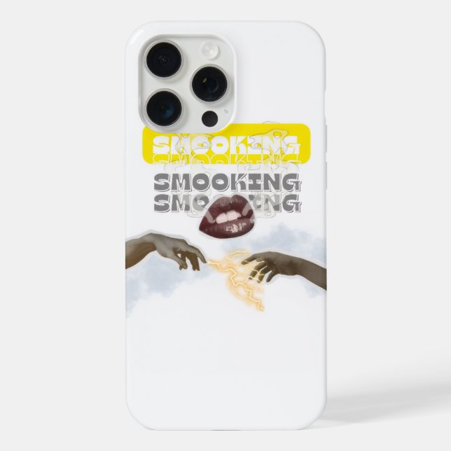 Coque iPhone Surreal Smoking Lips and Michelangelo Hands PopArt (Verso)