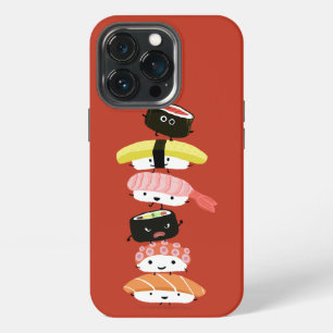 Etui iPhone 13 Pro Sushi Stack - Une tour de Kawaii de personnages de