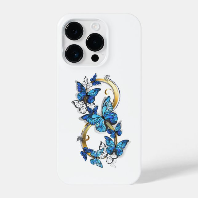 Coque iPhone Symbol Infinity of Blue Morpho Butterflies (Verso)