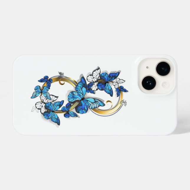 Coque iPhone Symbol Infinity of Blue Morpho Butterflies (Verso Horizontal)