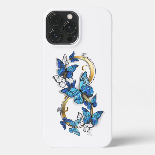 Coque iPhone Symbol Infinity of Blue Morpho Butterflies (Verso)