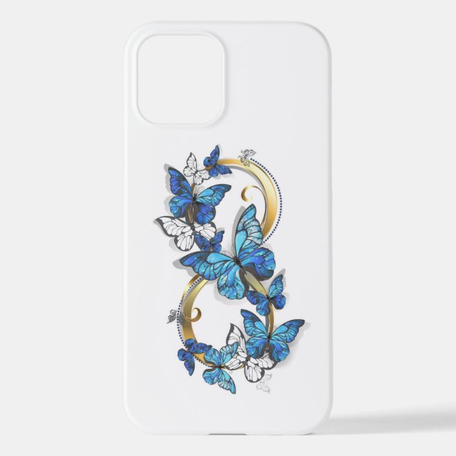 Coque iPhone Symbol Infinity of Blue Morpho Butterflies (Verso)
