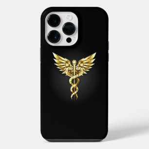 Coque Pour Pour iPhone 14 Pro Max Symbole caducée polygonal or