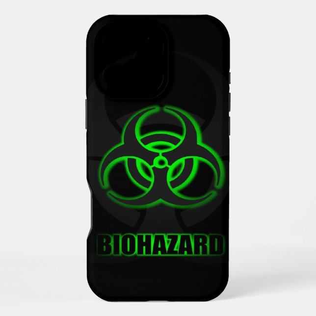 Coque iPhone Symbole de biodanger vert brillant (Verso)