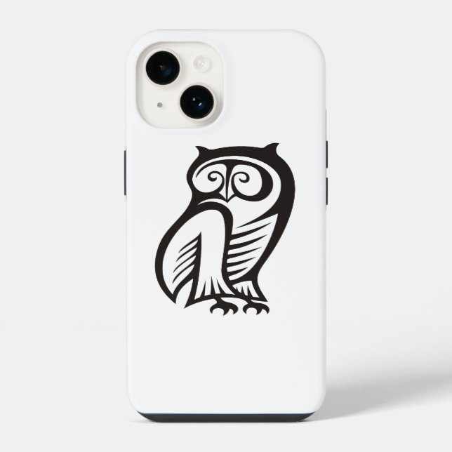 Coque iPhone Symbole de hibou noir (Verso)
