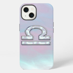Etui iPhone 13 Symbole de la Balance Style Nacre Mère de Perle