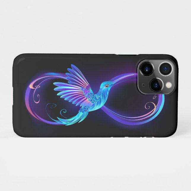 Coque iPhone Symbole de Neon Infinity par Glowing Hummingbird (Dos Horizontal)