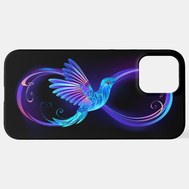 Coque iPhone Symbole de Neon Infinity par Glowing Hummingbird (Retour horizontal)