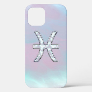 Coque iPhone 12 Symbole de Poissons Zodiac Mère de Perle