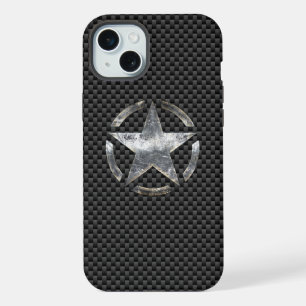 Coque iPhone 15 Plus Symbole d'étoile sur une décoration de style carbo