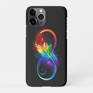Coque iPhone 11Pro Symbole d'infini avec plume arc-en-ciel