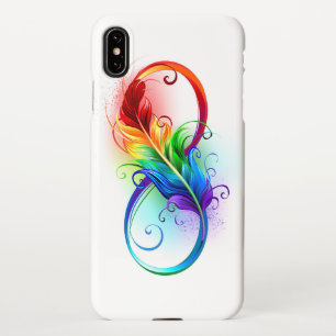 Coque iPhone XS Max Symbole d'infini avec plume arc-en-ciel