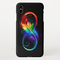 Symbole d'infini avec plume arc-en-ciel