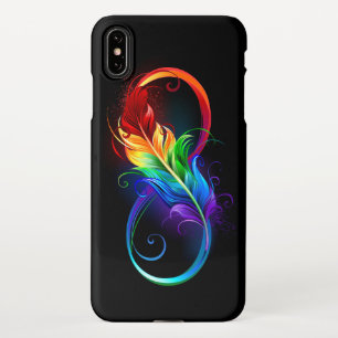 Coque iPhone XS Max Symbole d'infini avec plume arc-en-ciel