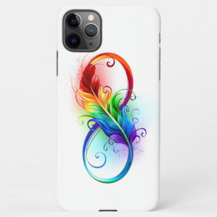 Coque iPhone 11Pro Max Symbole d'infini avec plume arc-en-ciel