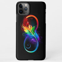 Symbole d'infini avec plume arc-en-ciel