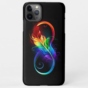 Coque iPhone 11Pro Max Symbole d'infini avec plume arc-en-ciel