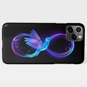 Coque iPhone 11Pro Max Symbole d'infini néon avec colibri brillant