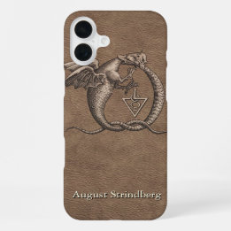Coque iPhone 16 Plus Symbole dragon Faux-Leather avec nom